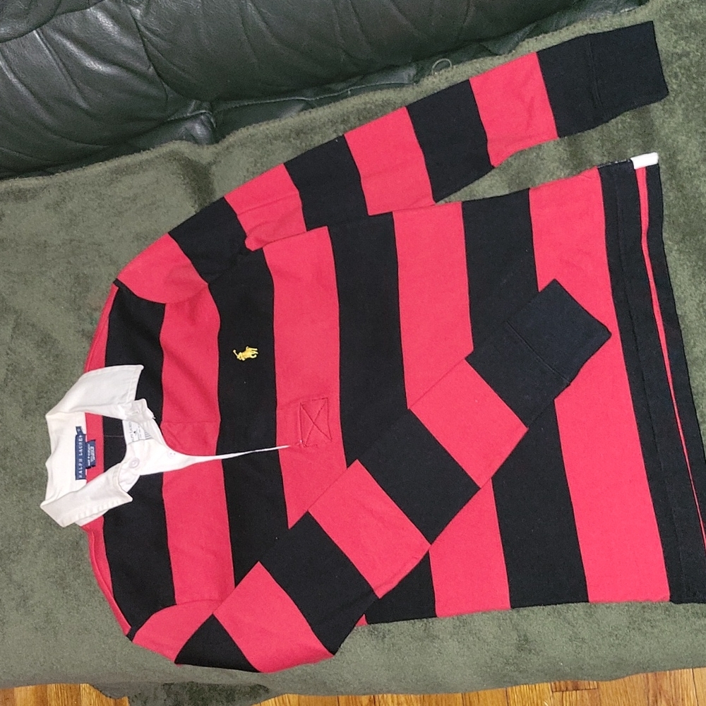 NEW. Ralph Lauren Black and Red Rugby Shirt. US Women's Small